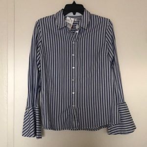 Striped Bell Sleeve Button Up Shirt